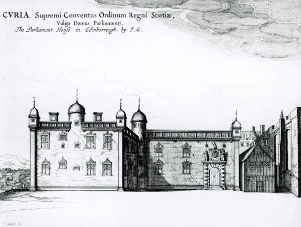 Detail of The Parliament House in Edinburgh by Wenceslaus (after) Hollar