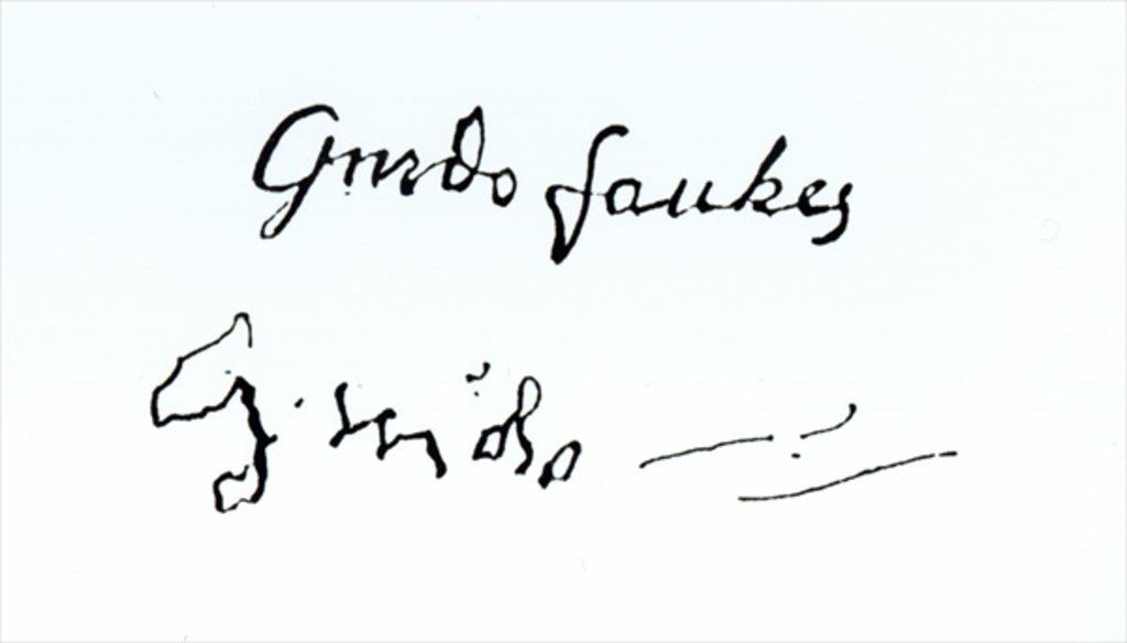 Detail of Signature of Guy Fawkes by (after) English School