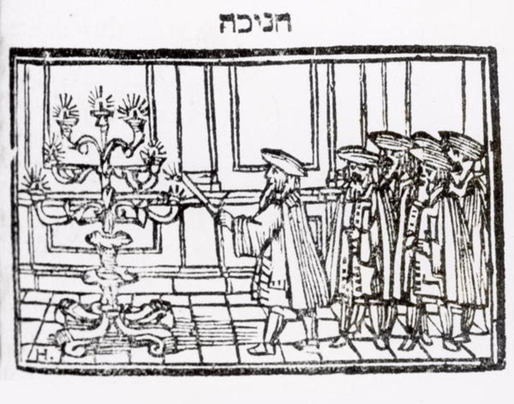 Detail of Lighting the Menorah by School Jewish