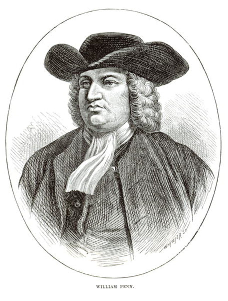 Detail of William Penn engraved by Josiah Wood Whymper by English School