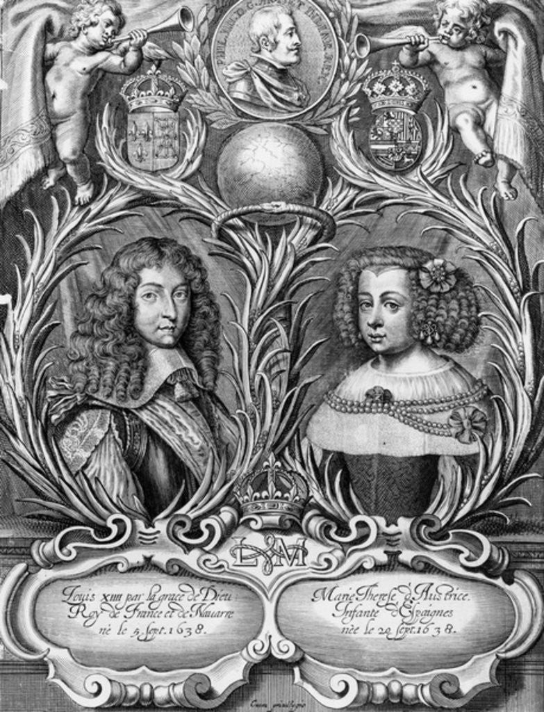 Detail of Louis XIV, King of France and Marie-Therese of Austria by Pierre Cocus