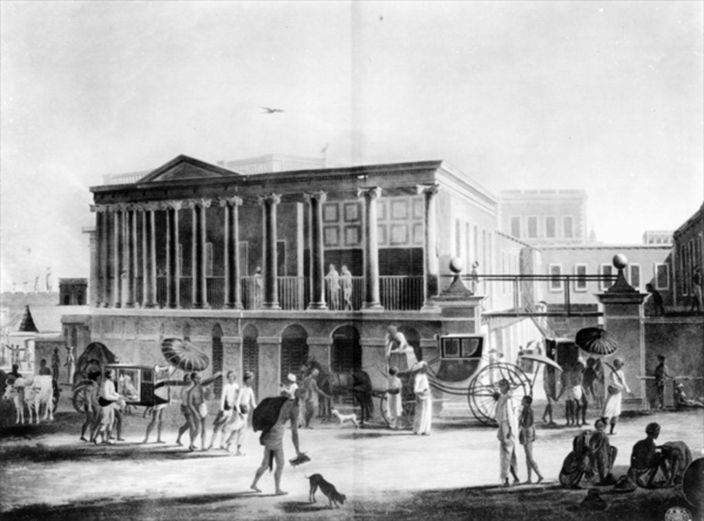 Detail of View of a House, Manufactory, and Bazaar, in Calcutta by English School