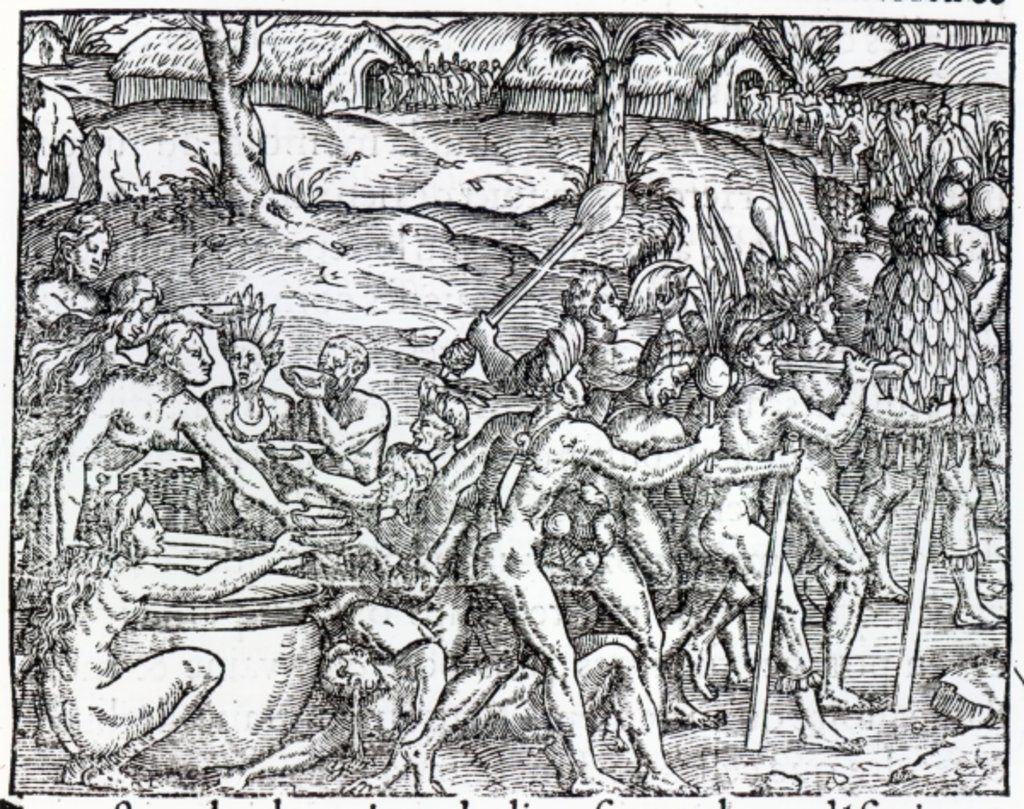 Detail of Procession of natives drinking and smoking by Jacques Le Moyne