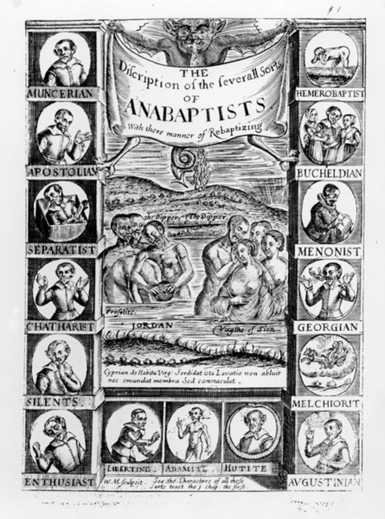 Detail of Description of the several sorts of Anabaptists, 1645 by English School