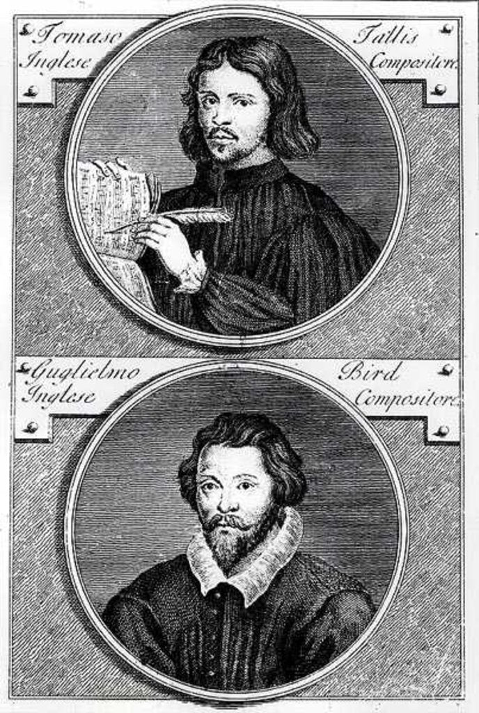 Detail of Thomas Tallis and William Byrd engraved by Niccolo Francesco Haym by Gerard (after) Vandergucht