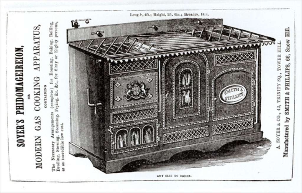 Detail of Soyer's Phidomageireion or Modern Gas Cooking Apparatus by English School