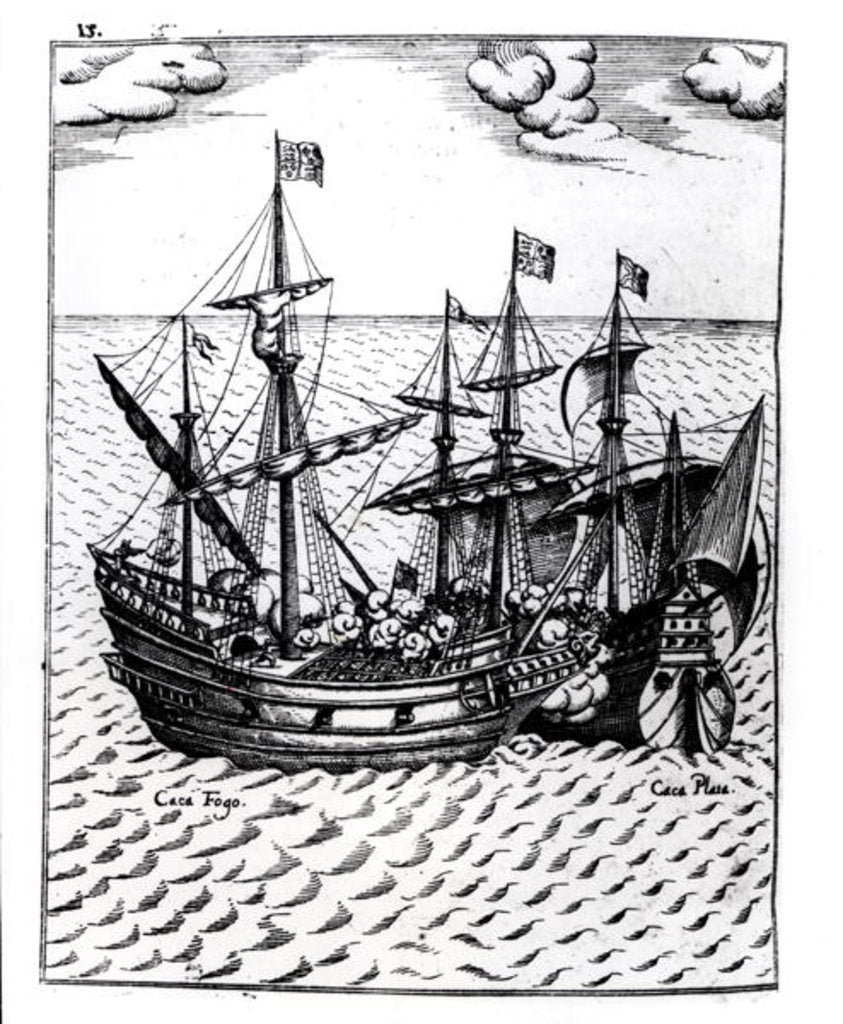 Detail of Capture of the the Spanish galleon the Cagafuego by the Golden Hind leaded by Francis Drake in march 1579 by Unknown Artist