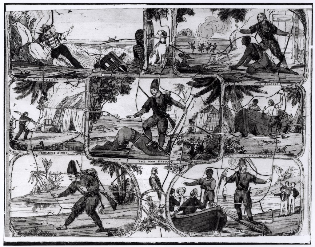 Detail of Scenes from 'Robinson Crusoe' by Daniel Defoe by English School