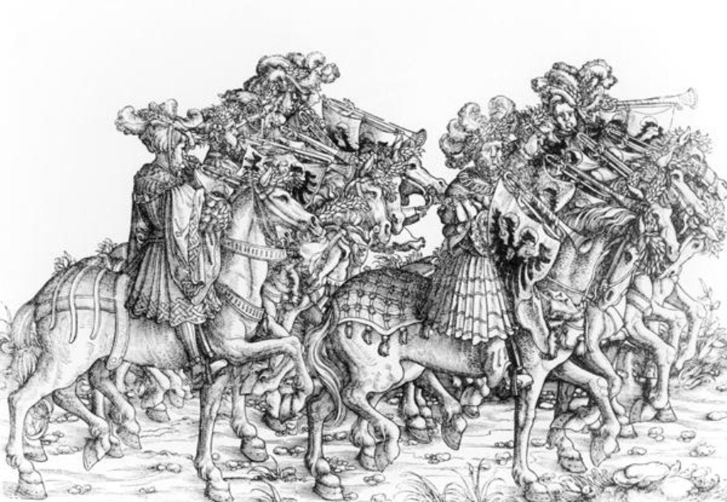 Detail of A group of mounted trumpeters by Hans Burgkmair
