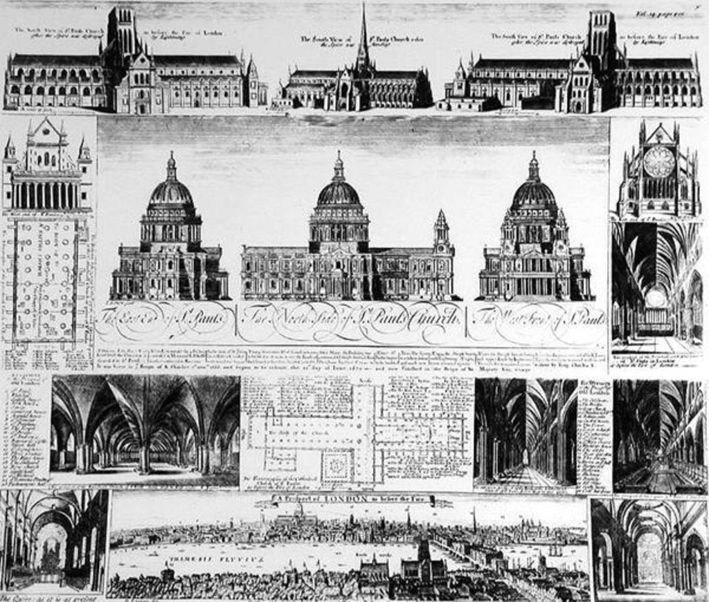 Detail of St. Paul's Cathedral by David (after) Loggan