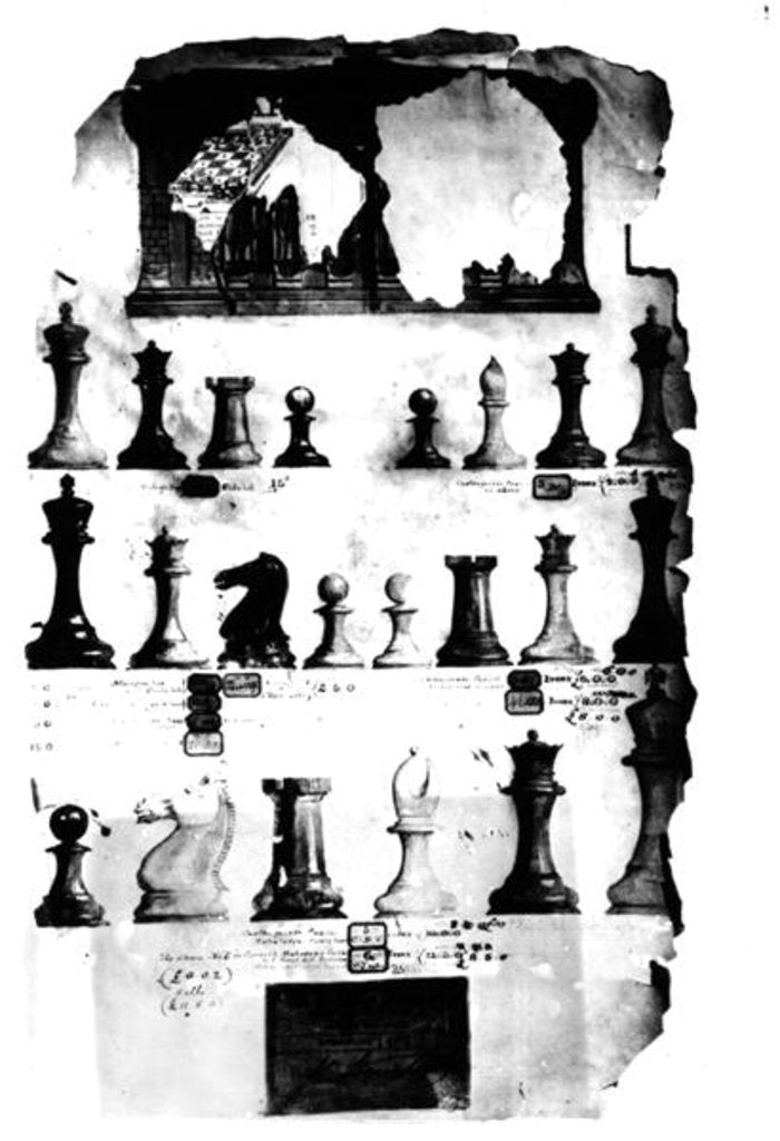 Detail of The Staunton Chessmen Patent Drawing by English School