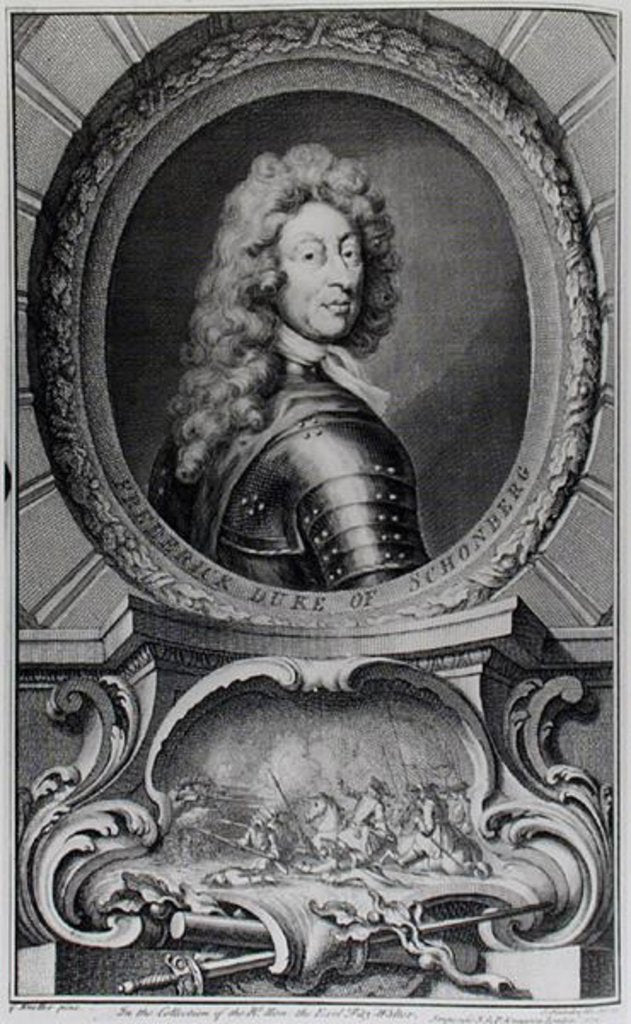 Detail of Frederick, Duke of Schomberg engraved by Jacobus Houbraken by Sir Godfrey Kneller
