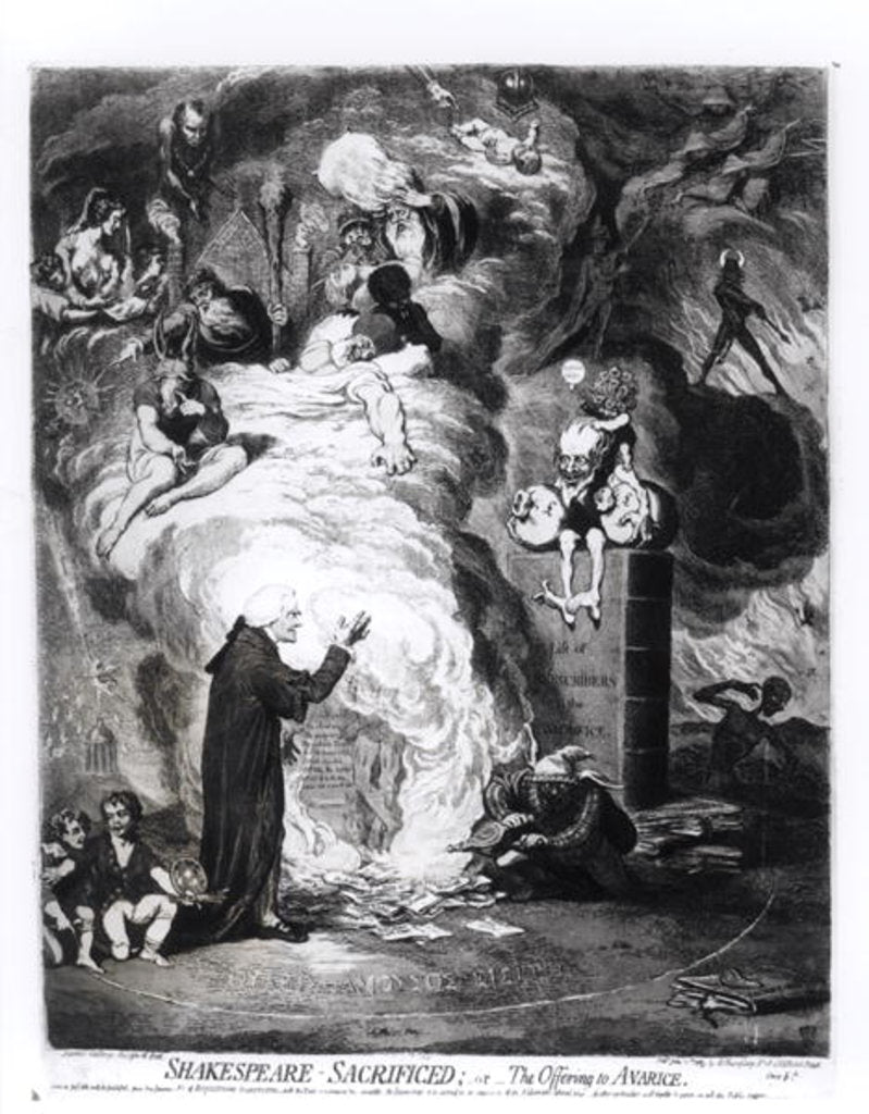 Detail of Shakespeare Sacrificed, or The Offering to Avarice, published in 1789 by James Gillray