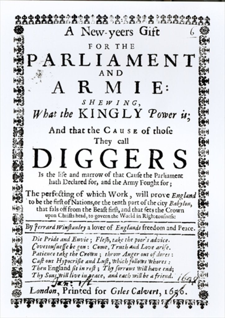 Detail of A New Year's Gift for the Parliament and Army, Showing what the Kingly Power is and the Cause of those they call Diggers by English School