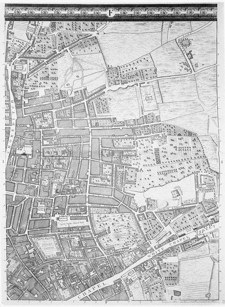 Detail of A Map of Shoreditch and Whitechapel, London, 1746 by John Rocque