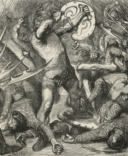 Detail of Hereward cutting his way through the Norman host by James Cooper