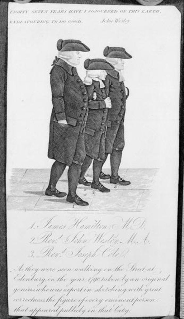 Detail of John Wesley walking in Edinburgh between James Hamilton M.D. and Joseph Cole by John Kay