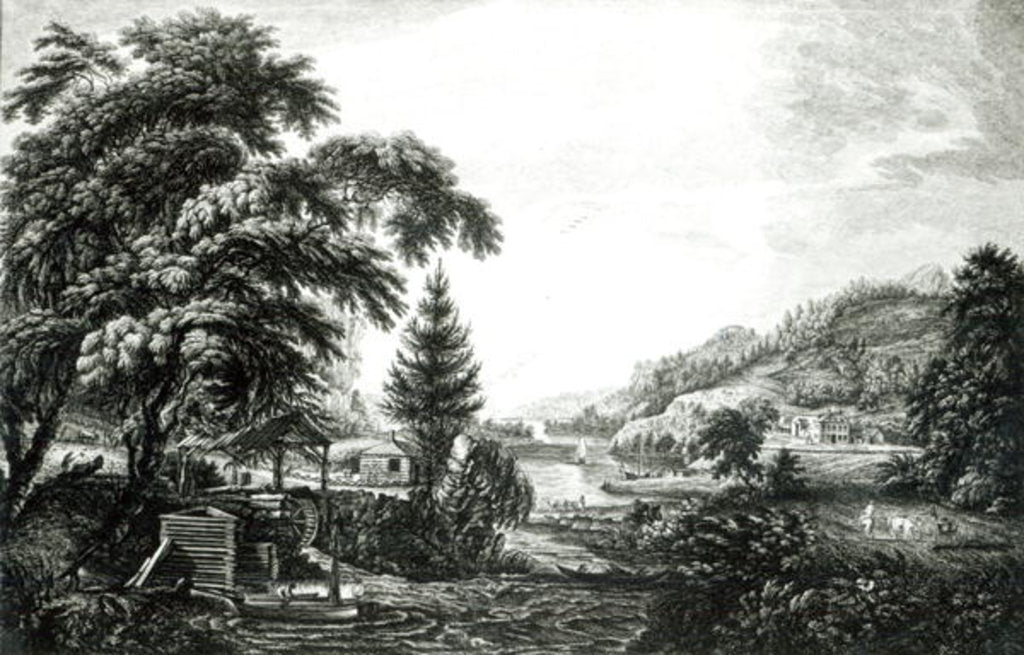 Detail of A Design to represent the beginning and completion of an American Settlement or Farm by Paul Sandby