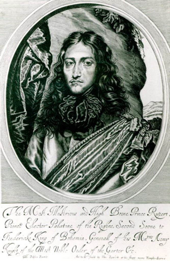 Detail of Prince Rupert of the Rhine engraved by William Faithorne by William Dobson
