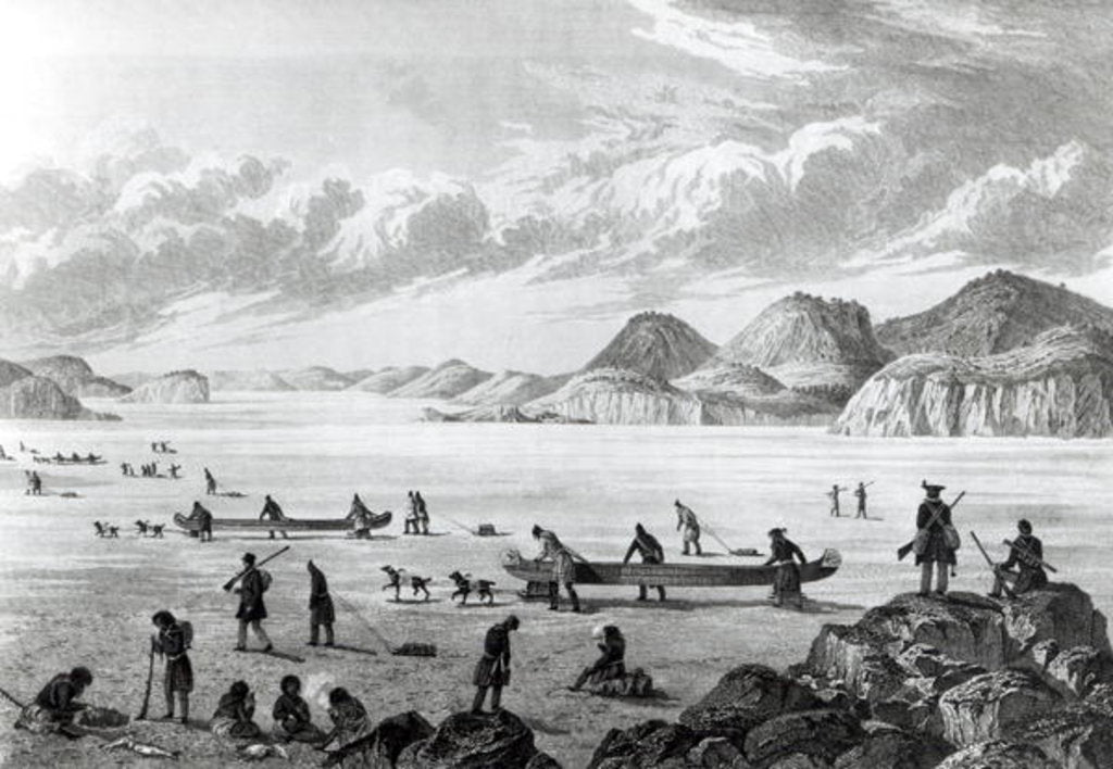 Detail of Expedition passing through Point Lata on the Ice by George Back