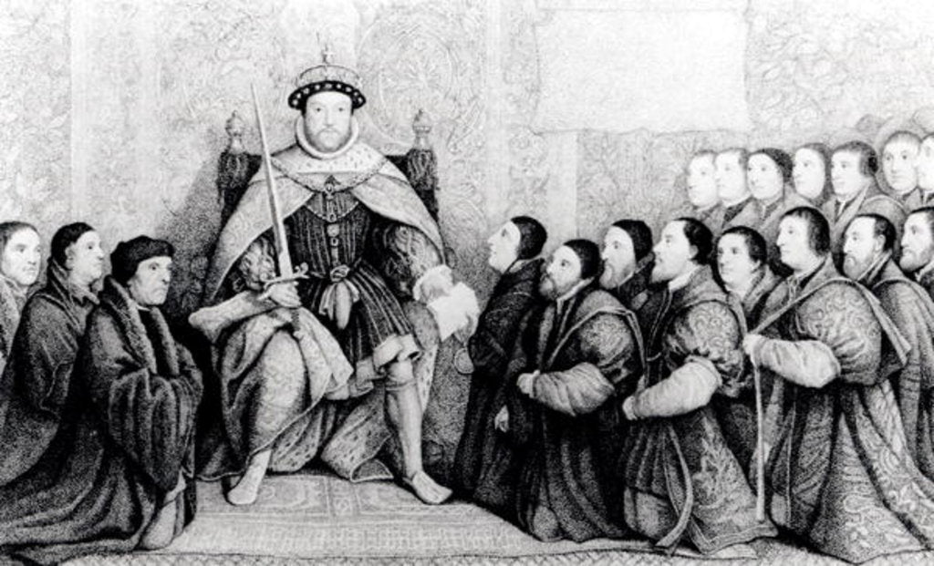 Detail of Henry VIII bestowing the charter on the Barber Surgeons by English School