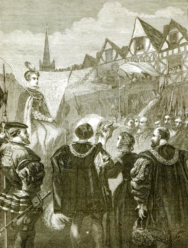 Detail of Queen Elizabeth entering London by English School