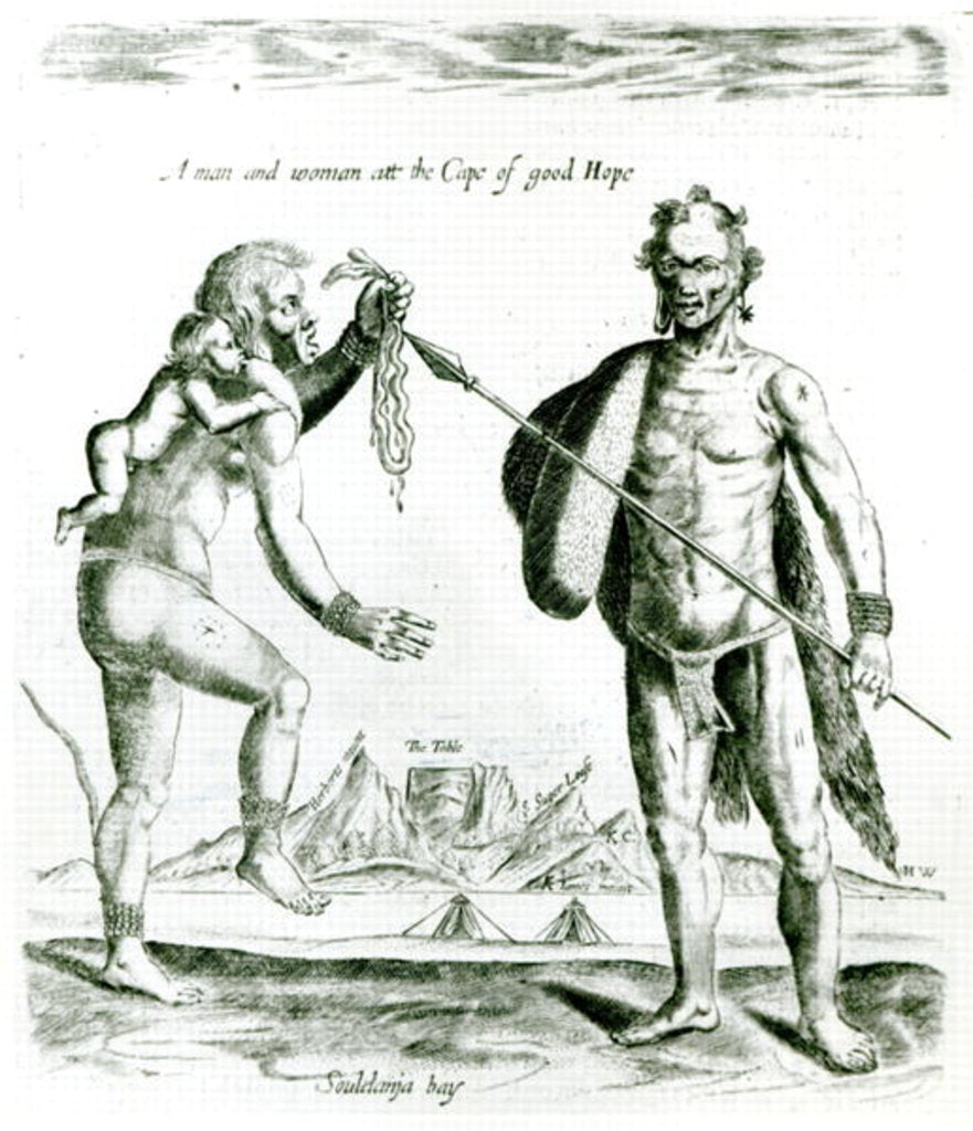 Detail of A man and woman of the Cape of Good Hope by School English