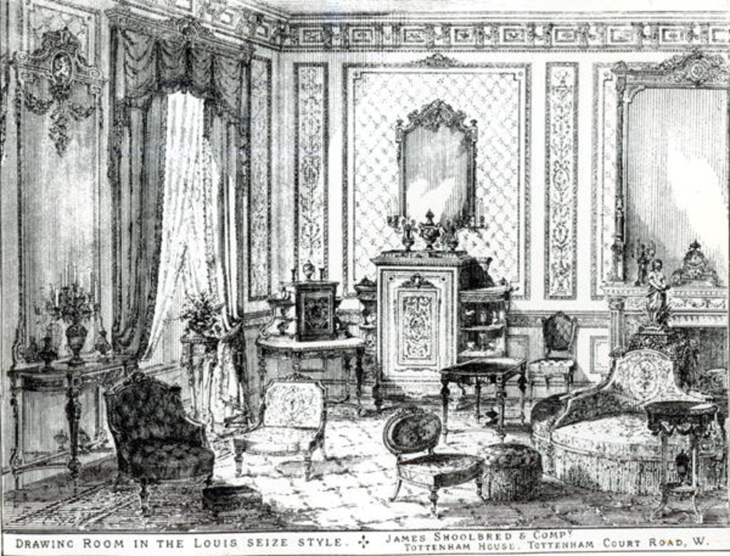 Detail of Drawing Room in the Louis Seize Style by English School
