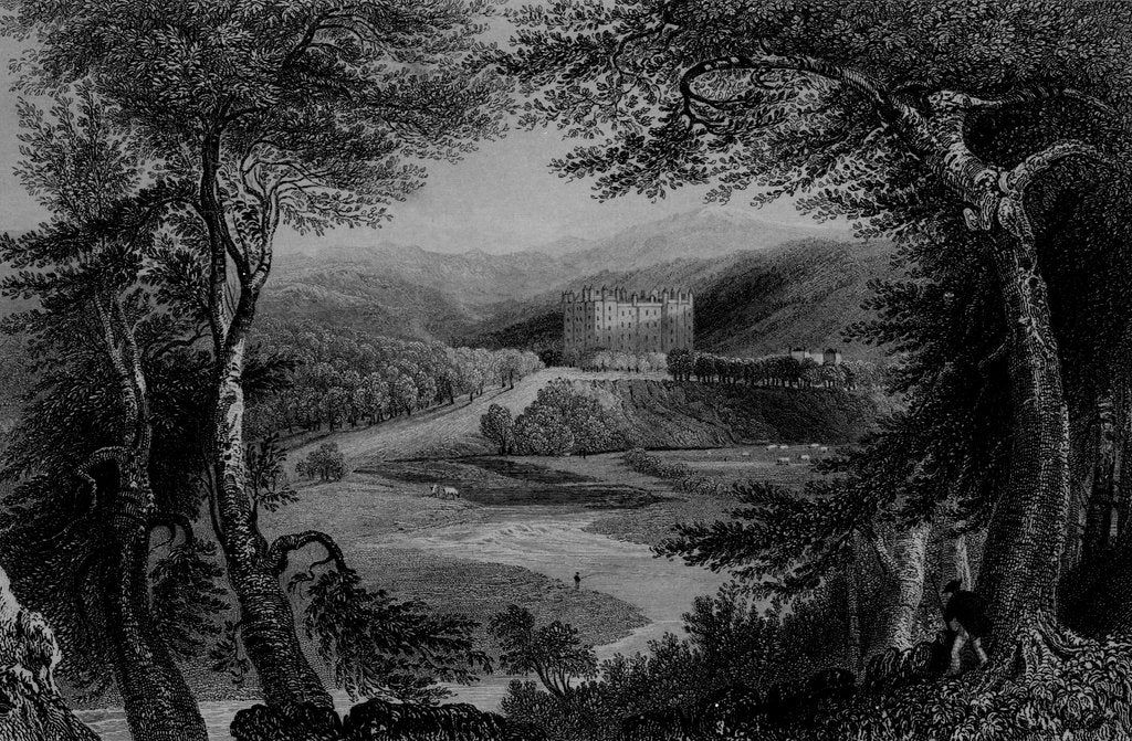 Detail of View of Drumlanrig Castle, Dumfrieshire by William Henry Bartlett