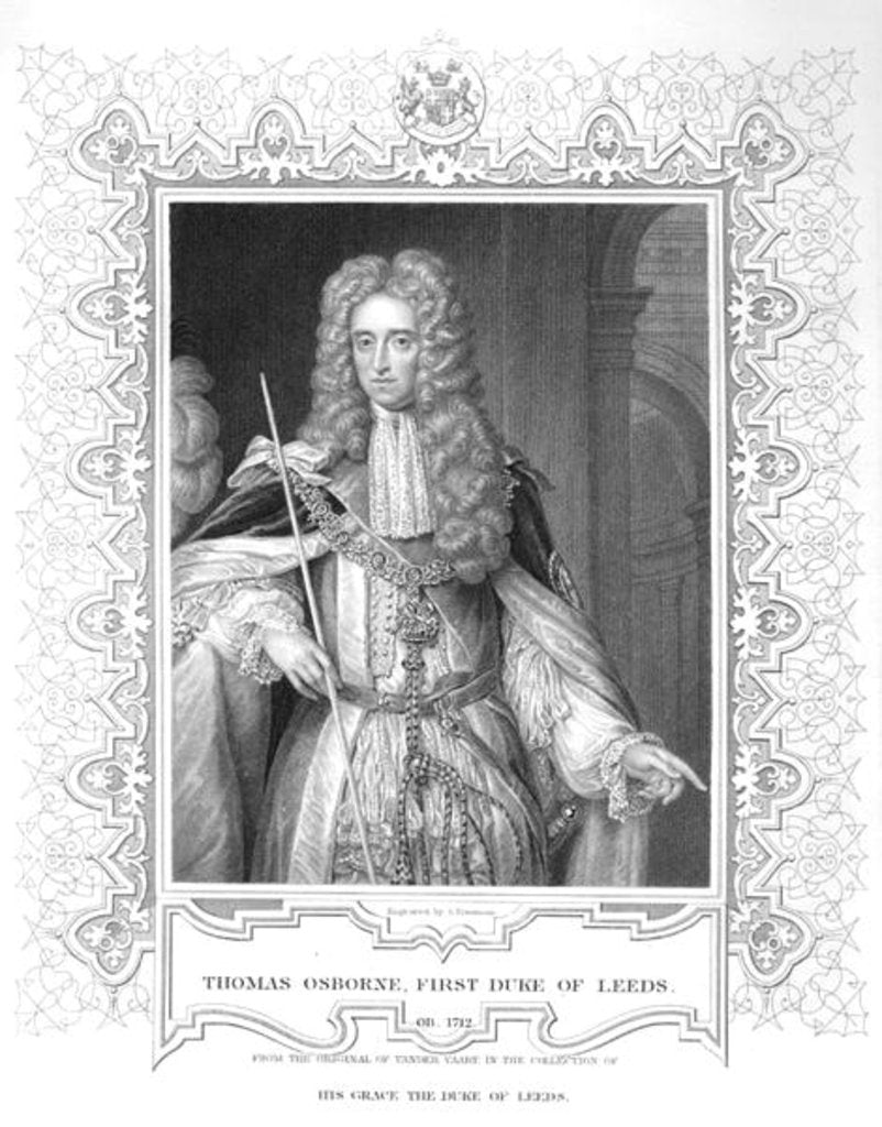 Detail of Portrait of Thomas Osborne, engraving by Samuel Freeman