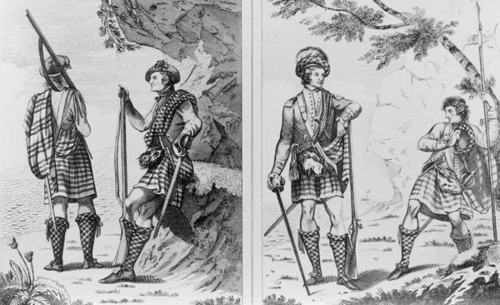 Detail of Scottish Soldiers of the Highlands and An Highland Officer and Serjeant by School English