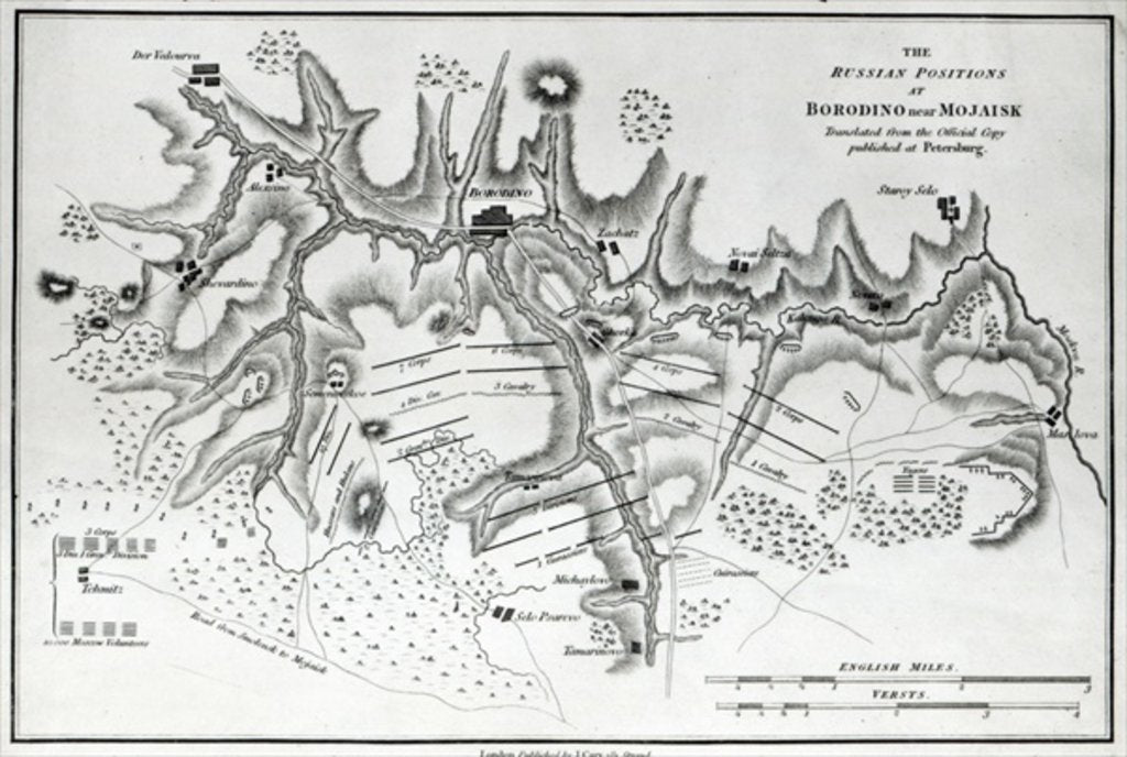 Detail of Map showing the Russian positions at the Battle of Borodino by English School