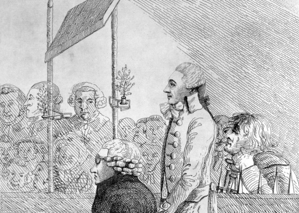 Detail of George Barrington drawn from the life during his trial at the Old Bailey on Friday September 17, 1790 by English School