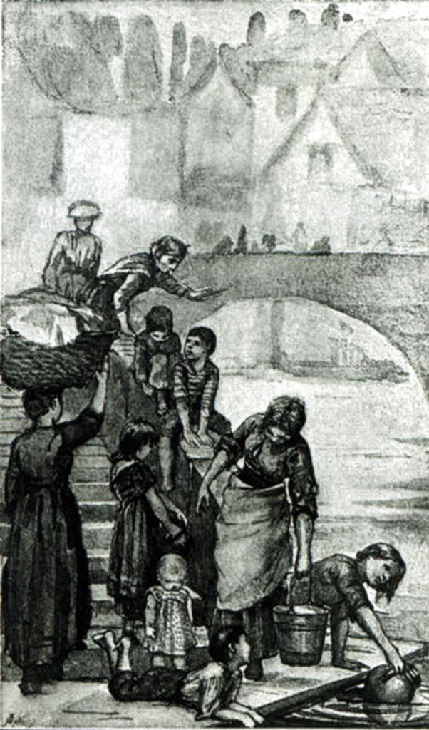 Detail of Fetching Water from the River from 'London Street Arabs' by Dorothy Tennant, 1890 by Dorothy nee Tennant Stanley