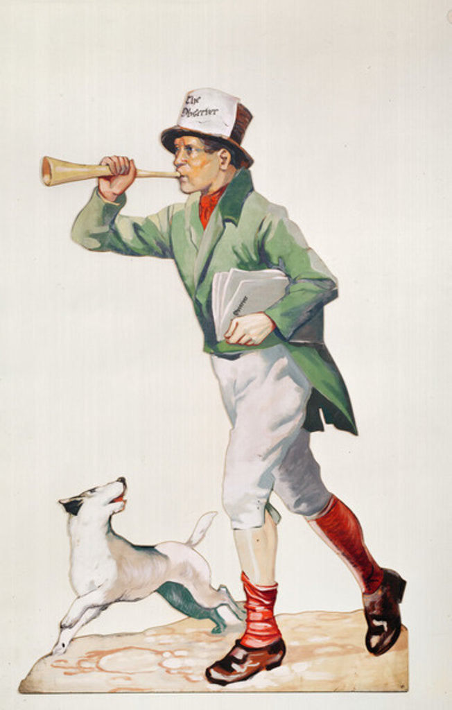 Detail of Newsboy selling 'The Observer' by English School