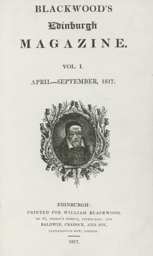 Detail of Titlepage of the first edition of Blackwood's Magazine, 1817 by English School