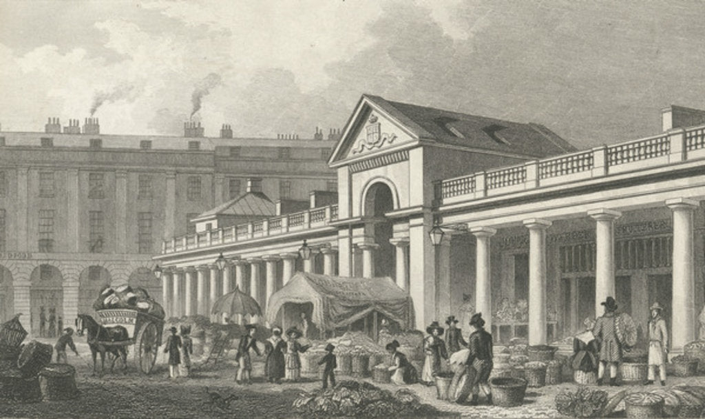 Detail of The N.W. facade of the new Covent Garden market, 1827-30 by Thomas Hosmer Shepherd