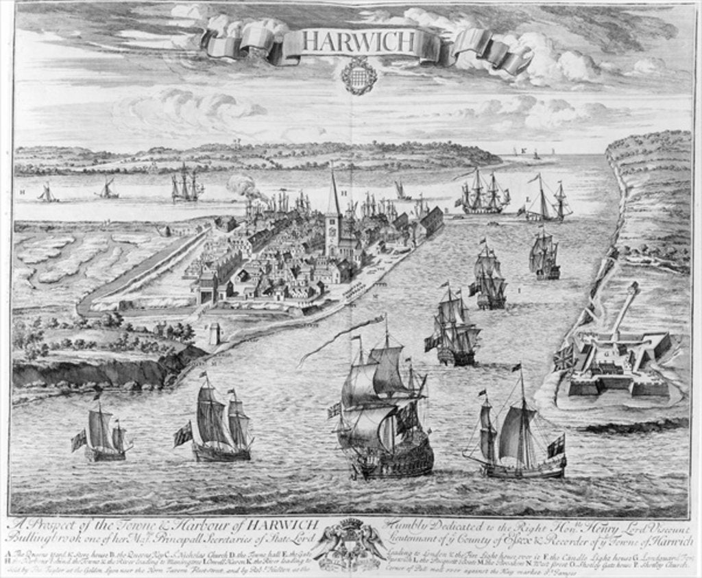 Detail of A Prospect of the Towne and Harbour of Harwich by English School