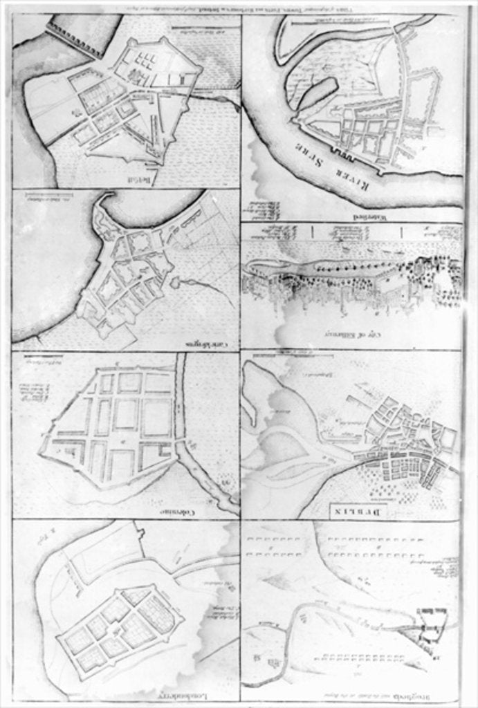 Detail of Plans of the principle Towers, Forts and Harbours in Ireland by School English