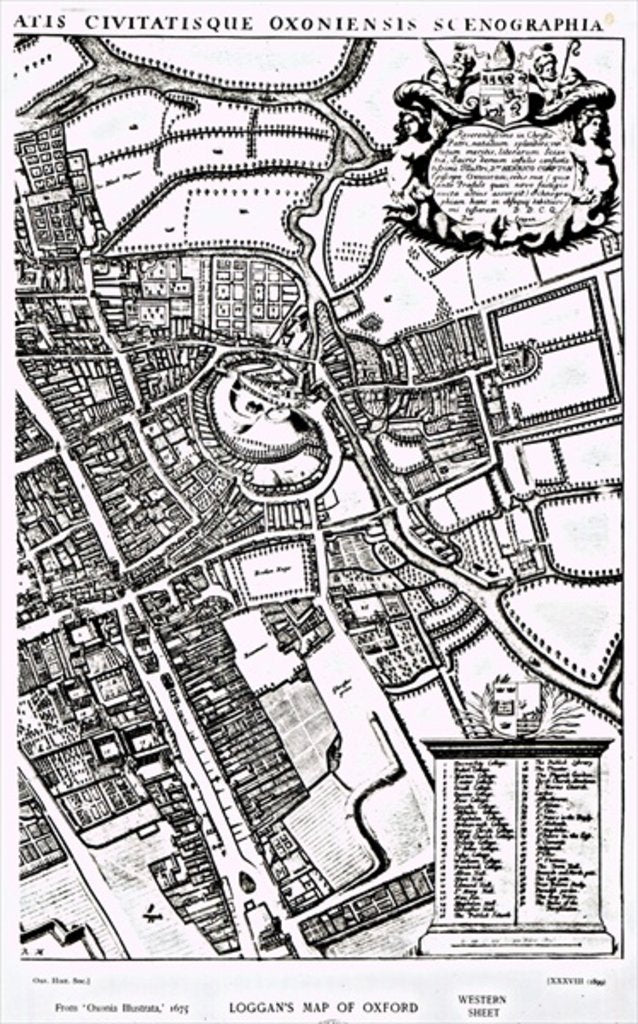 Detail of Loggan's map of Oxford, Western Sheet by David Loggan