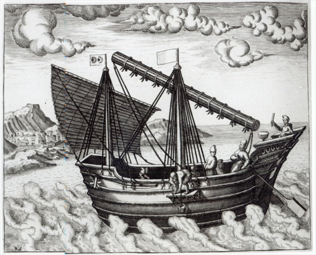Detail of A Chinese Junk by Johannes Baptista van the Younger Doetechum