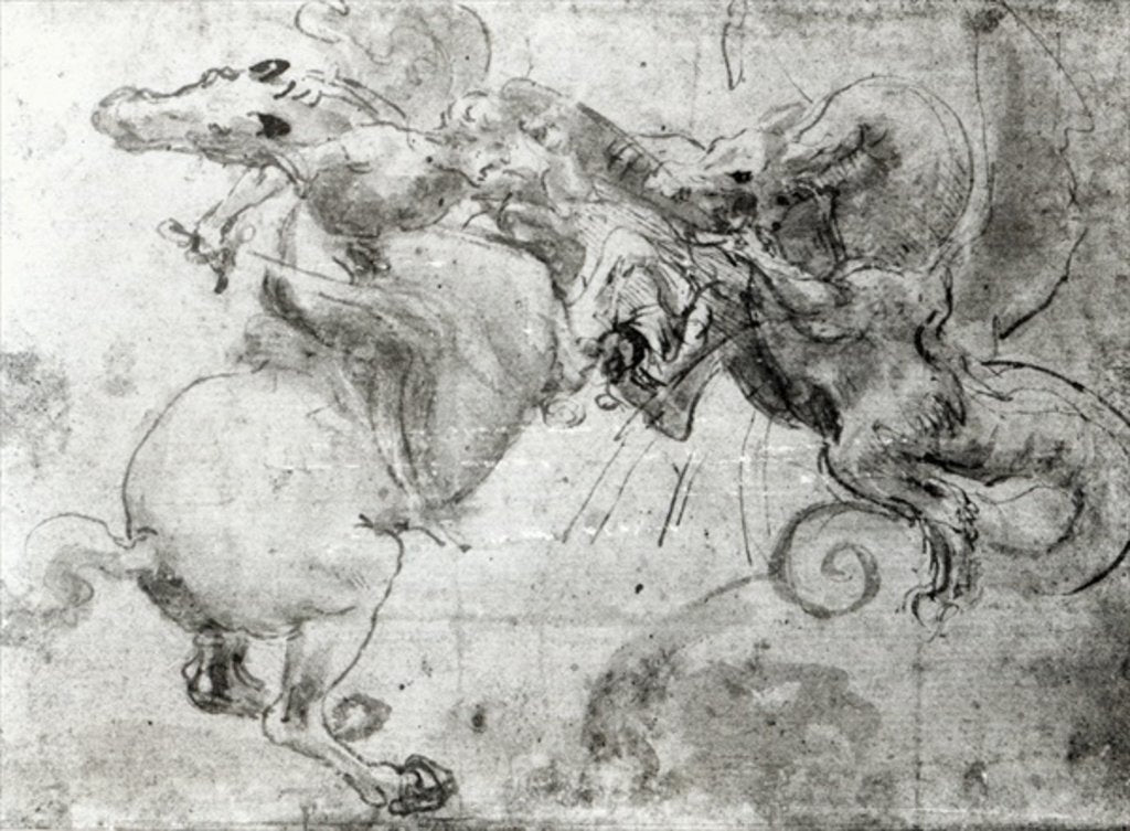 Detail of Battle between a Rider and a Dragon, c.1482 by Leonardo da Vinci