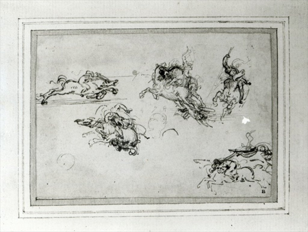 Detail of Study of Horsemen in Combat, 1503-4 by Leonardo da Vinci