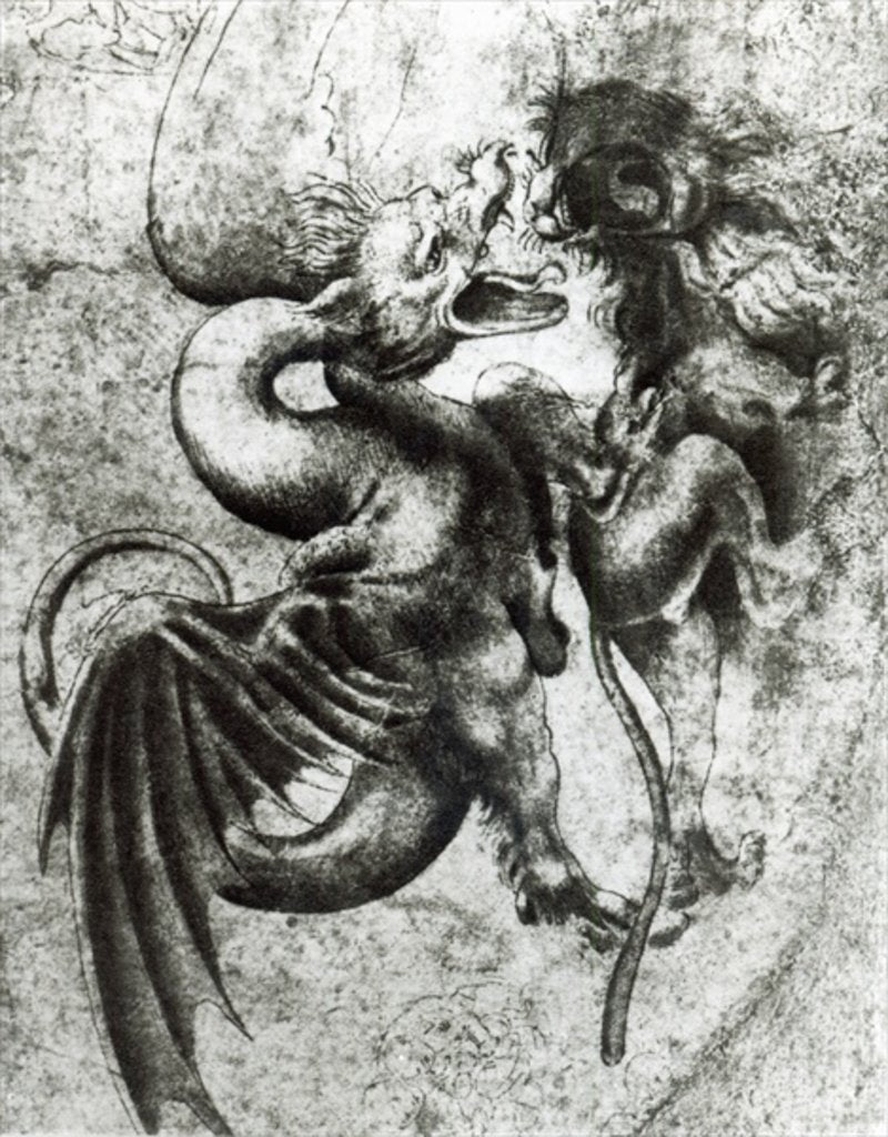 Detail of Fight between a Dragon and a Lion by Leonardo da Vinci