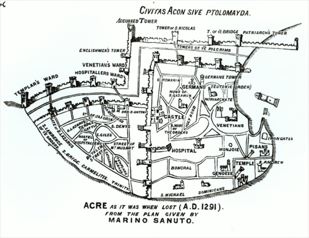 Detail of Acre as it was when lost by Marino the Elder Sanuto