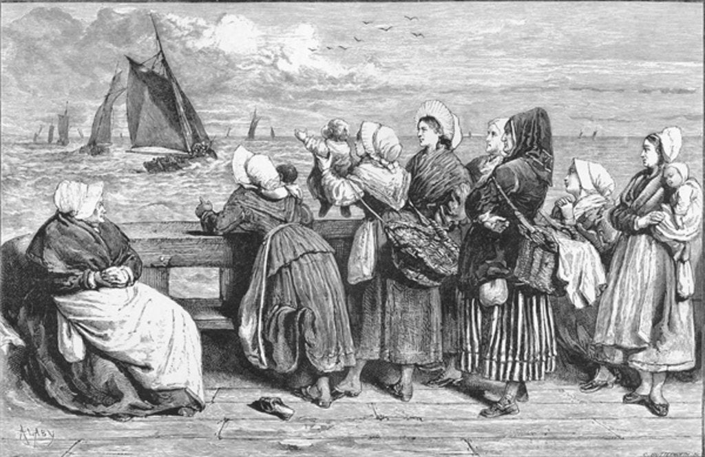 Detail of Waiting for the Boats, sketched near Boulogne by French School