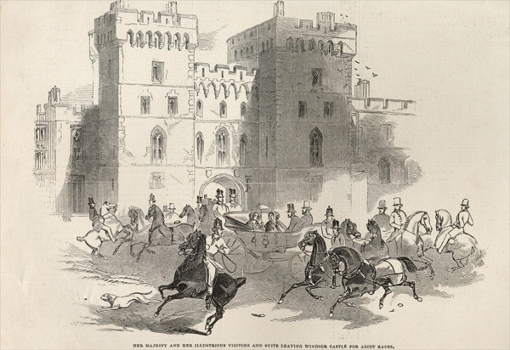 Detail of Her Majesty and her Illustrious Visitors and Suite leaving Windsor Castle for Ascot Races by English School