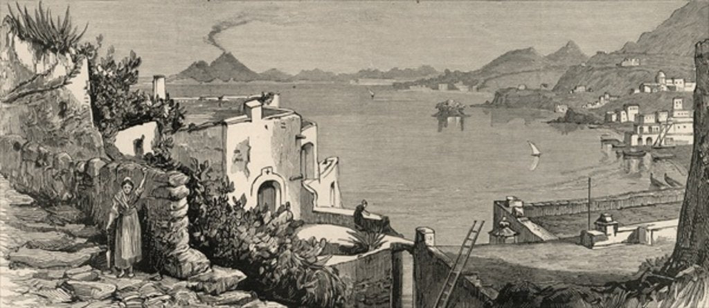 Detail of The Disastrous Earthquake at Ischia: The beach and town of Casamicciola from the village of Lacco by English School