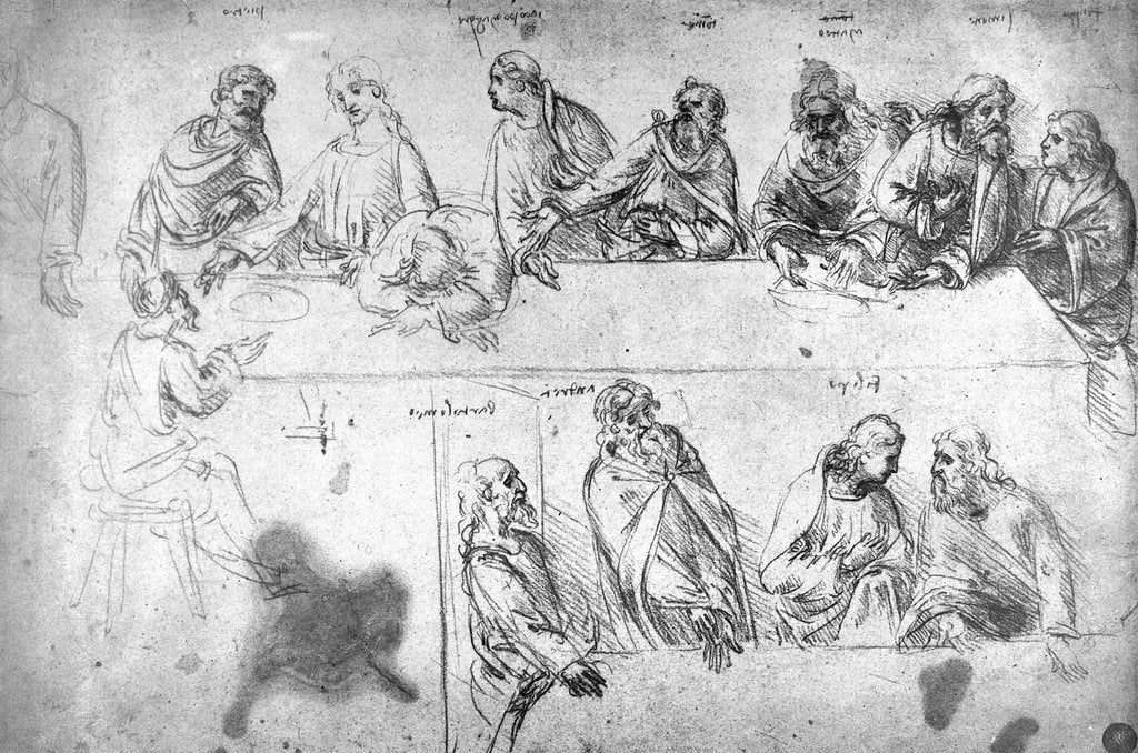 Detail of Preparatory drawing for the Last Supper by Leonardo da Vinci