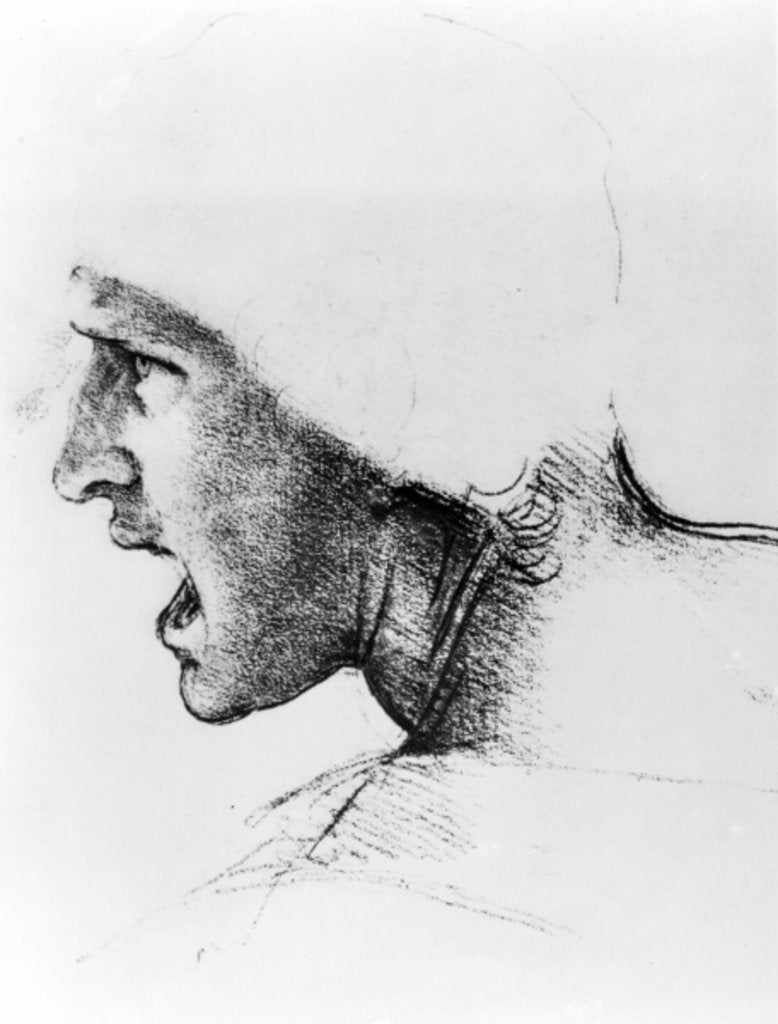 Detail of Study for the head of a soldier in 'The Battle of Anghiari', c.1504-05 by Leonardo da Vinci